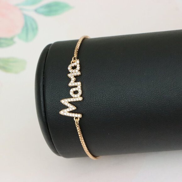 Rose Gold ""Mama"" Adjustable Bracelet with Sparkling CZ Accents, XPAB0626 - Picture 7 of 12
